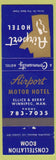 Matchbook Cover - Airport Hotel Winnipeg MB