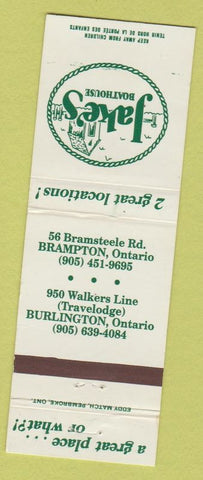 Matchbook Cover - Jake's Boathouse Burlington Brampton ON WEAR