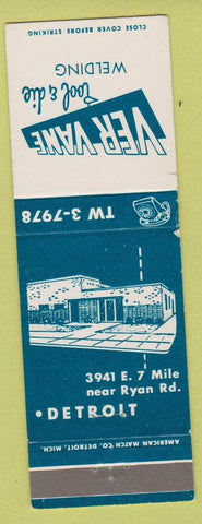 Matchbook Cover - Ver Vane Tool Die Welding Detroit MI