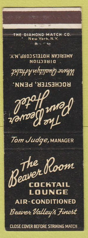 Matchbook Cover - Penn Beaver Hotel Beaver Room Rochester PA