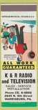 Matchbook Cover - K and R Radio TV Harrisburg PA Crosswalk graphics