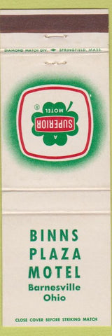 Matchbook Cover - Binns Plaza Motel Barnesville OH