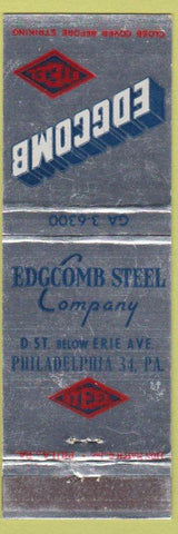 Matchbook Cover - Edgcomb Steel Philadelphia PA