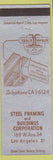 Matchbook Cover - Steel Framing Buildings Stran Steel Los Angeles CA