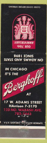 Matchbook Cover - Berghoff Chicago IL 70th Anniversary WORN
