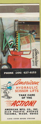 Matchbook Cover - American Hydraulic Scissor Lifts Tacoma WA WEAR