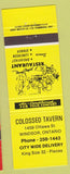 Matchbook Cover - Colosseo Tavern Windsor ON