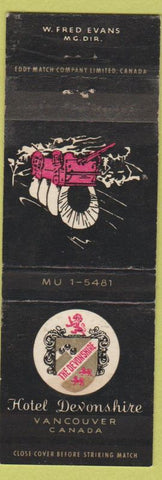 Matchbook Cover - Hotel Devonshire Vancouver BC covered wagon