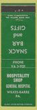 Matchbook Cover - Wilkes Barre PA General Hospital shop