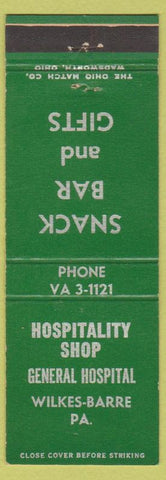Matchbook Cover - Wilkes Barre PA General Hospital shop