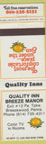 Matchbook Cover - Quality Inn Breeze Manor Breezewood PA
