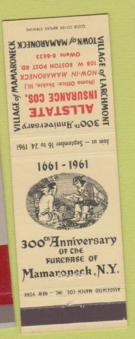 Matchbook Cover - Allstate Insurance Mamaroneck NY Purchase Anniversary 1961