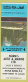 Matchbook Cover - Norms Auto Marine Maple Ridge BC