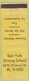 Matchbook Cover - East York Driving School Toronto ON WORN