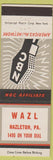 Matchbook Cover - WAZL NBC Radio Hazleton PA
