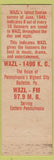 Matchbook Cover - WAZL NBC Radio Hazleton PA