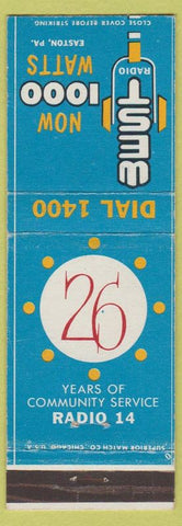 Matchbook Cover - WEST Radio 14 26th Anniversary Allentown Bethlehem Easton PA