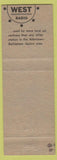 Matchbook Cover - WEST Radio 14 26th Anniversary Allentown Bethlehem Easton PA