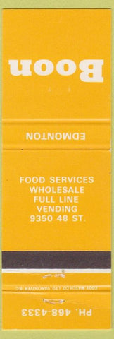 Matchbook Cover - Boon Restaurants Food Edmonton AB