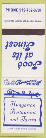 Matchbook Cover - Hungarian Restaurant Tavern Canada