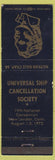 Matchbook Cover - Unversity Ship Cancellation Scoety New London CT 1975