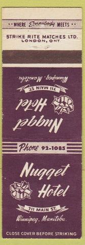Matchbook Cover - Nugget Hotel Winnipeg MB