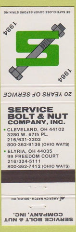 Matchbook Cover - Service Bolt Nut Cleveland OH Elyria 1984