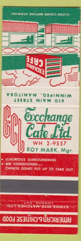 Matchbook Cover - Exchange Cafe Winnipeg MB