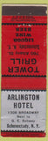 Matchbook Cover - Arlington Hotel Schenectady NY Tower Grill WEAR
