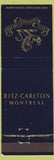 Matchbook Cover - Ritz Carlton Hotel Montreal QC WEAR