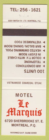 Matchbook Cover - Motel LE Marquis Montreal QC