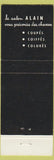 Matchbook Cover - Salon Alain Montreal QC WEAR