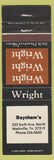 Matchbook Cover - Wright Arch Shoes Nashville TN Baynham's