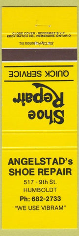 Matchbook Cover - Angelstad's Shoe Repair Humboldt SK