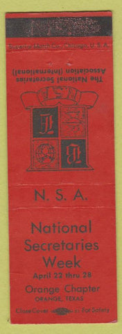 Matchbook Cover - National Secreteries Week Orange TX POOR red