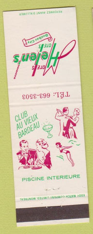 Matchbook Cover - Motel Helens Quebec City QC POOR CREASES