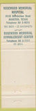 Matchbook Cover - Rosewood Memorial Hospital Houston TX STAINED