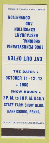 Matchbook Cover - 1966 PA Regional Restaurant Convention Harrisburg PA