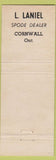 Matchbook Cover - Spode Dinner Ware L Laniel Cornwall ON
