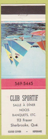 Matchbook Cover - Club Sportif Restaurant Sherbrooke QC