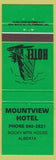Matchbook Cover - Mountview Hotel Rocky Mountain House AB