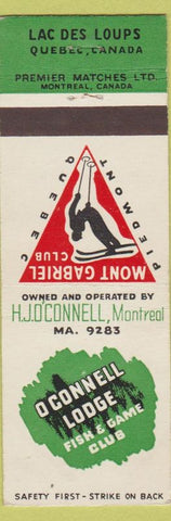 Matchbook Cover - Oconnell Lodge Fish Game Club Lac Des Loups QC Piedmont