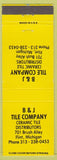 Matchbook Cover - B and J Title Company Ceramics Flint MI yellow
