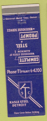 Matchbook Cover - Kasle Steel Destroit MI Aluminum