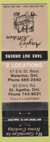 Matchbook Cover - Angie's Kitchen ST Agatha ON Waterloo