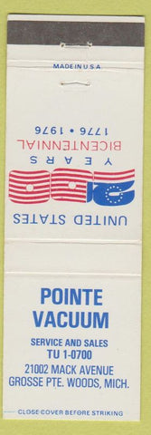 Matchbook Cover - Pointe Vacuum Grosse Pointe Woods MI WEAR