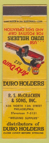 Matchbook Cover - Duro Holders RS McCracken Philadelphia PA gripping tool
