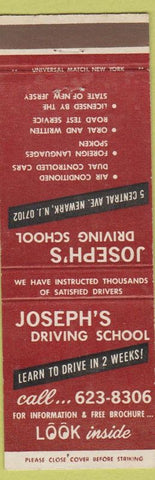 Matchbook Cover - Joseph's Driving School Newark NJ WORN