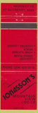 Matchbook Cover - Jonasson's Mountain View Lodge McCreary MB