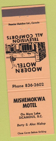 Matchbook Cover - Mishemokwa Motel Sicamous BC